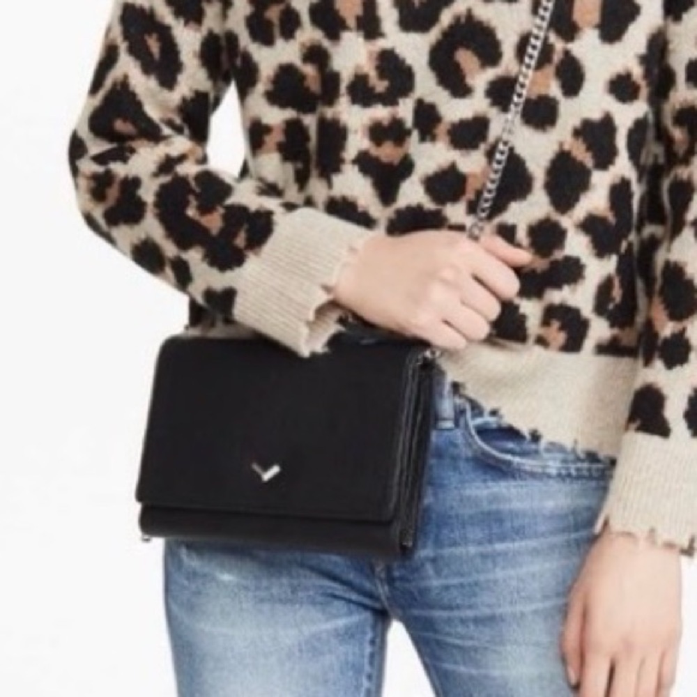 Botkier Soho Quilted Leather Chain Wallet/Crossbody Black/Gunmetal Travel